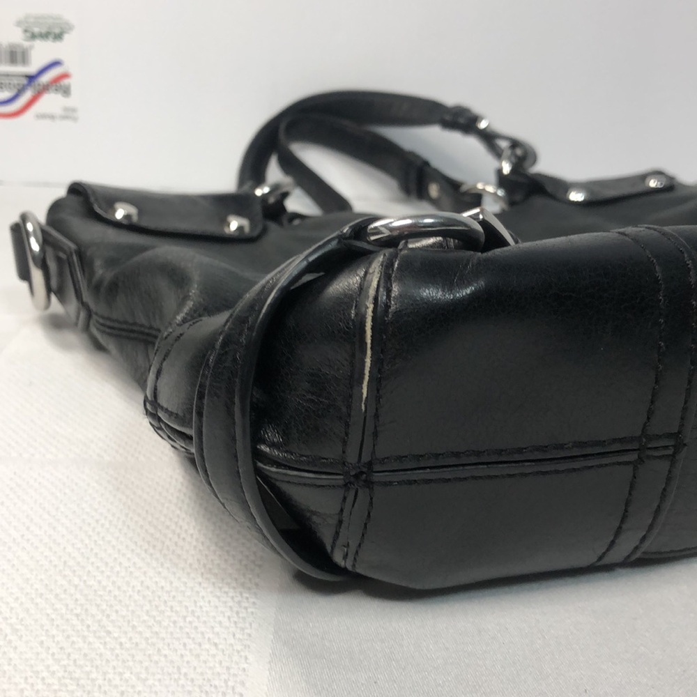 MICHAEL KORS Black Leather Buckle Accents Slim Crossbody Bag silver hardware - Picture 11 of 16